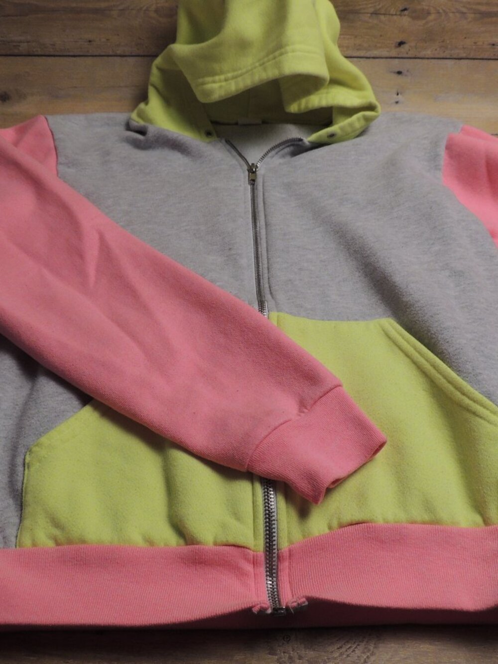American Apparel Color Block Hoodie Neon Colorway Size Medium Unisex